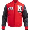 Pro Standard Mens NHL Old English Varsity Jacket(Red/White/Midnight Navy)