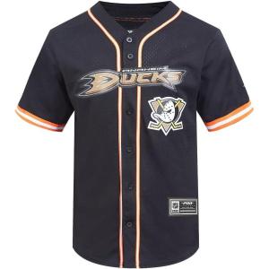 Mens NHL Mesh Button Down Top(Black/Orange)