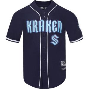 Mens NHL Mesh Button Down Top(Midnight Navy)