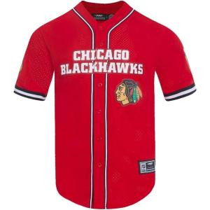 Mens NHL Mesh Button Down Top(Red/Black)