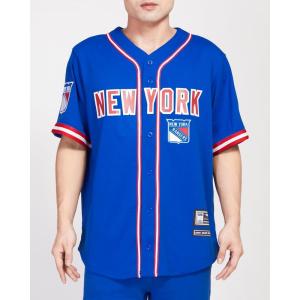 Mens NHL Mesh Button Down Top(Royal Blue/Red)