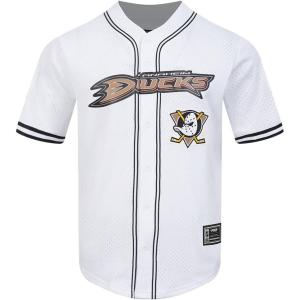 Mens NHL Mesh Button Down Top(White/Black/White)