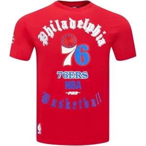 Pro Standard Mens NBA Old English Short Sleeve Tee(Red)