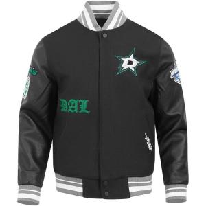 Pro Standard Mens NHL Old English Varsity Jacket(Black/Gray)