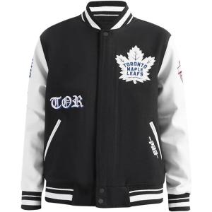 Pro Standard Mens NHL Old English Varsity Jacket(Black/White)