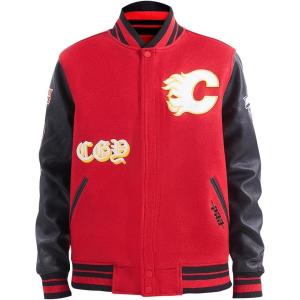 Pro Standard Mens NHL Old English Varsity Jacket(Red/Black)