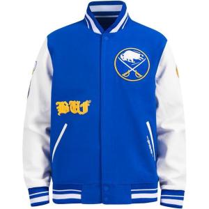 Pro Standard Mens NHL Old English Varsity Jacket(Royal Blue/White)