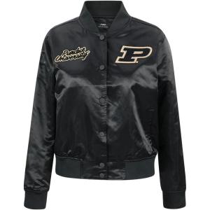 Pro Standard Womens College Purdue University Classic Essentials Satin Jacket Black Xl