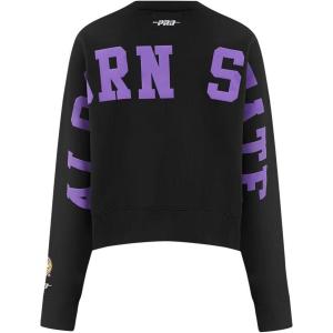Womens College Wingspan Brushed Back French Terry Crewneck Sweatshirt(Black)