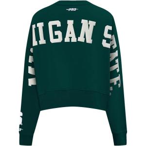 Womens College Wingspan Brushed Back French Terry Crewneck Sweatshirt(Forest Green)