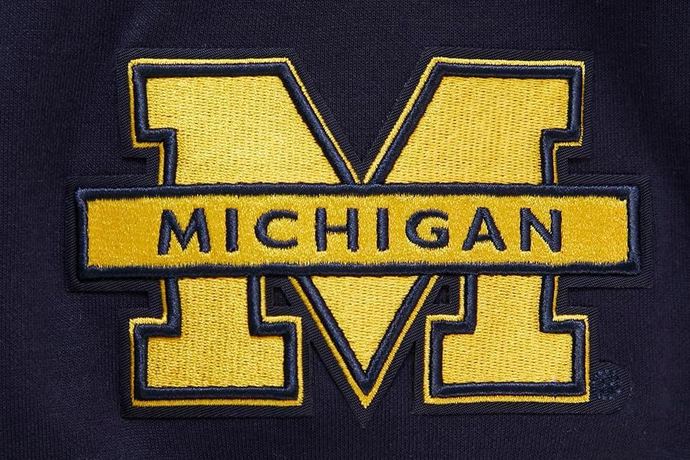 image:imagePro Standard Mens College University Of Michigan College Classic Chenille Pull Over Hoodie Midnight Navy 2XL