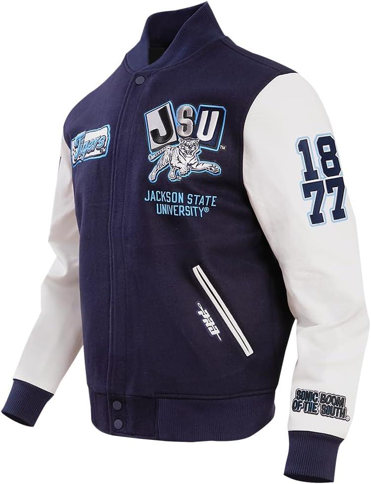 image:imagePro Standard NCAA mens Mens College Campus Ransom Wool Varsity JacketMidnight NavyWhite