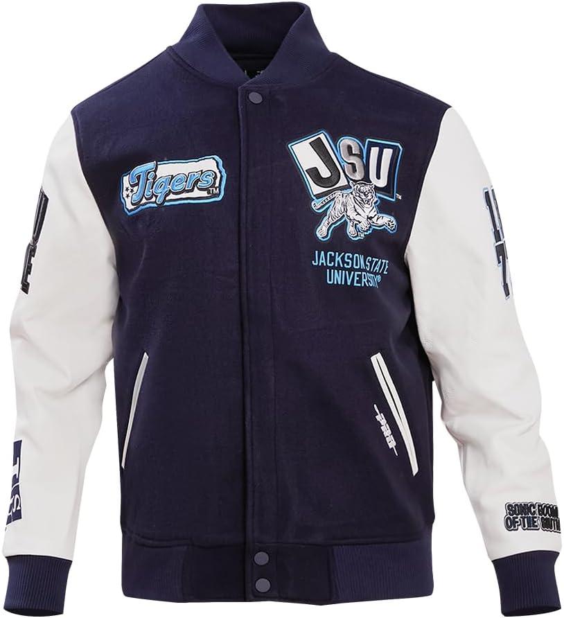 image:imagePro Standard NCAA mens Mens College Campus Ransom Wool Varsity JacketMidnight NavyWhite