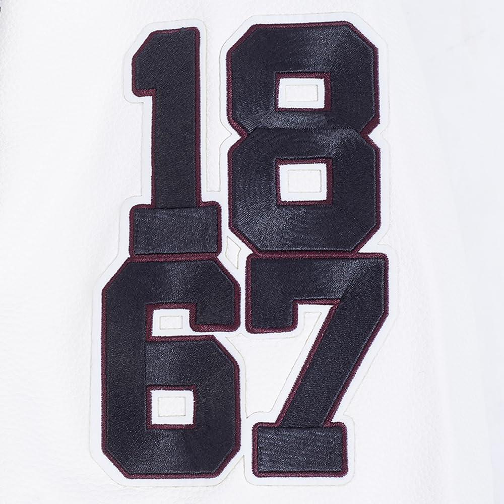image:imagePro Standard NCAA mens Mens College Campus Ransom Wool Varsity JacketWineWhite
