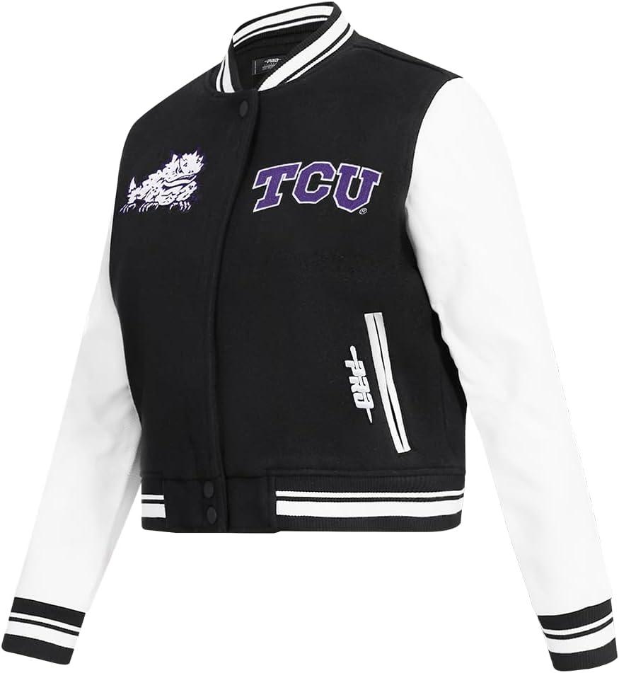image:imagePro Standard NCAA womens Womens College Classic Chenille Wool Varsity JacketBlackWhite