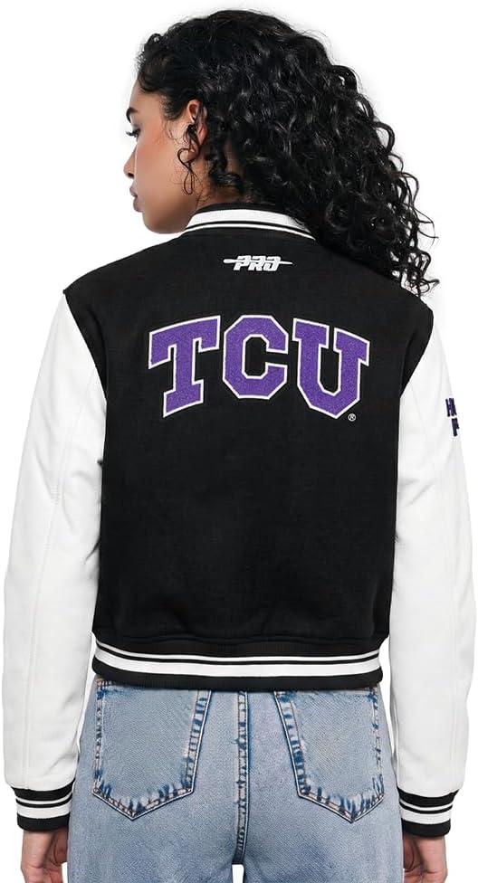 image:imagePro Standard NCAA womens Womens College Classic Chenille Wool Varsity JacketBlackWhite