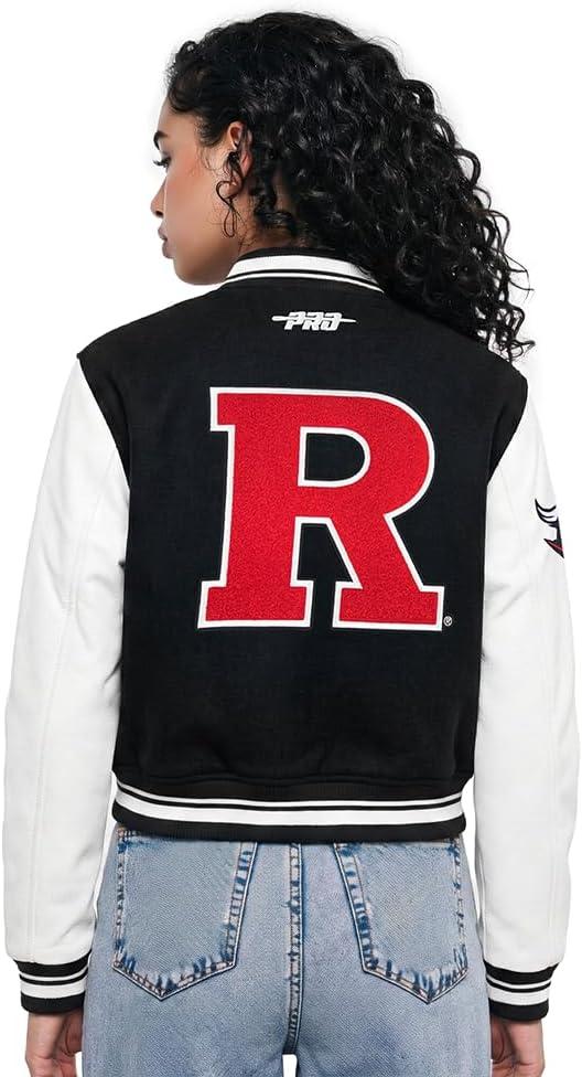 image:imagePro Standard NCAA womens Womens College Classic Chenille Wool Varsity JacketBlackWhite