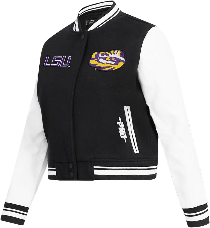 image:imagePro Standard NCAA womens Womens College Classic Chenille Wool Varsity JacketBlackWhite