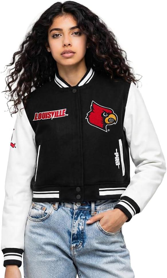 image:imagePro Standard NCAA womens Womens College Classic Chenille Wool Varsity JacketBlackWhite