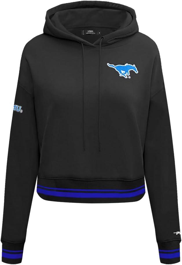 image:imagePro Standard NCAA womens Womens College Classic Essentials Brushed Back French Terry Cropped Pullover HoodieBlackRoyal BlueBlack