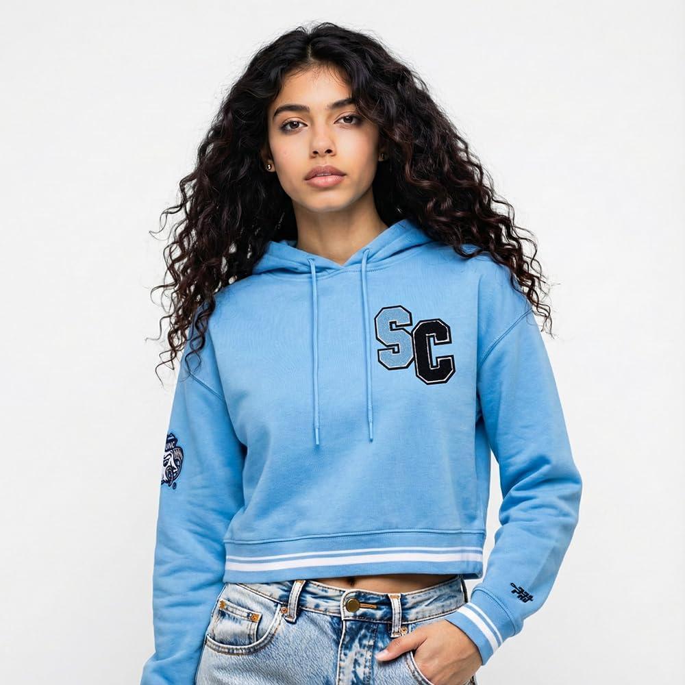 image:imagePro Standard NCAA womens Womens College Classic Essentials Brushed Back French Terry Cropped Pullover HoodieUniversity Blue
