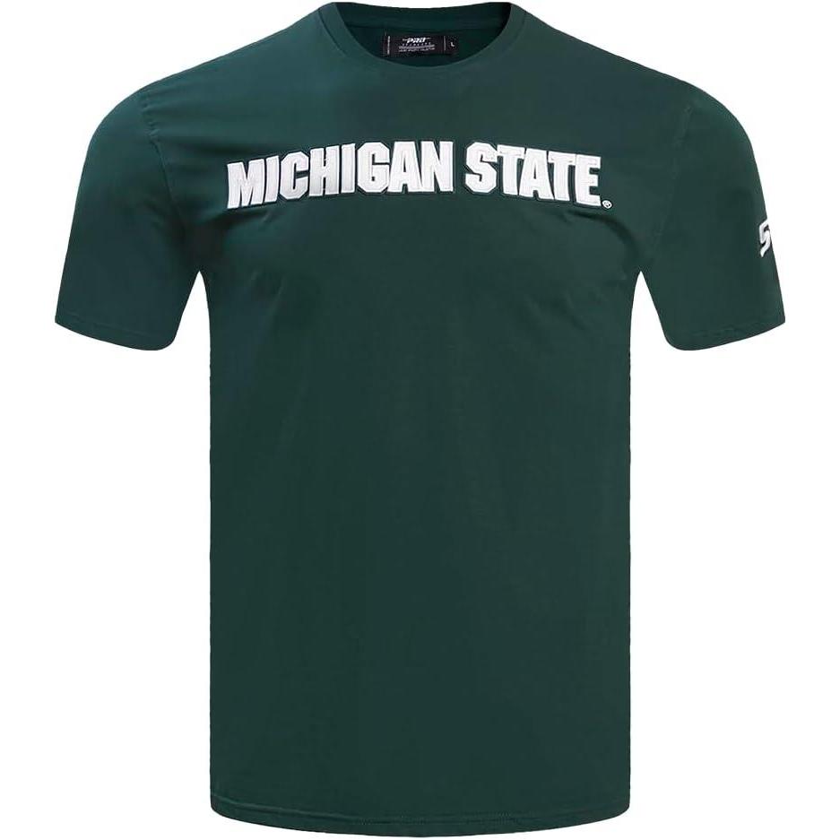 image:imagePro Standard Mens Michigan State University Classic Chenille Short Sleeve Tee Forest Green L