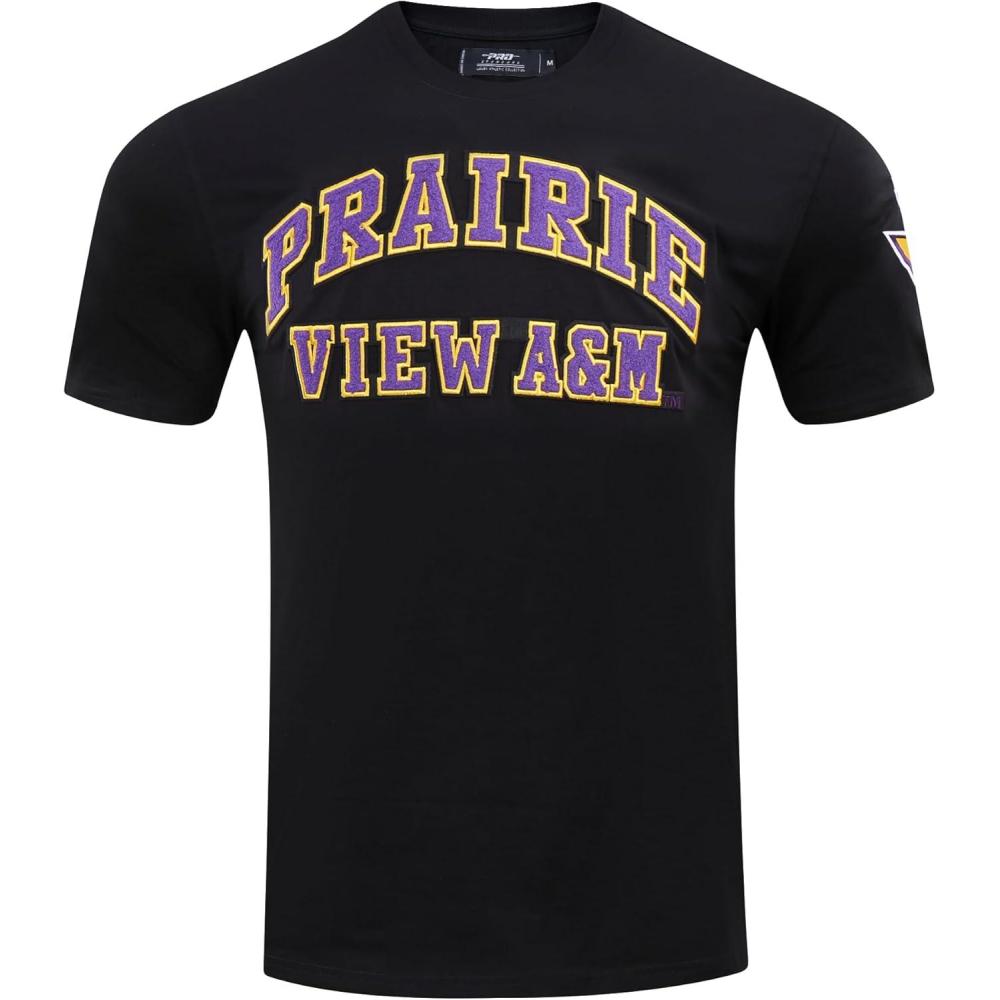 image:imagePro Standard Mens Prairie View AampampM University Classic Chenille Short Sleeve Tee Black 2XL