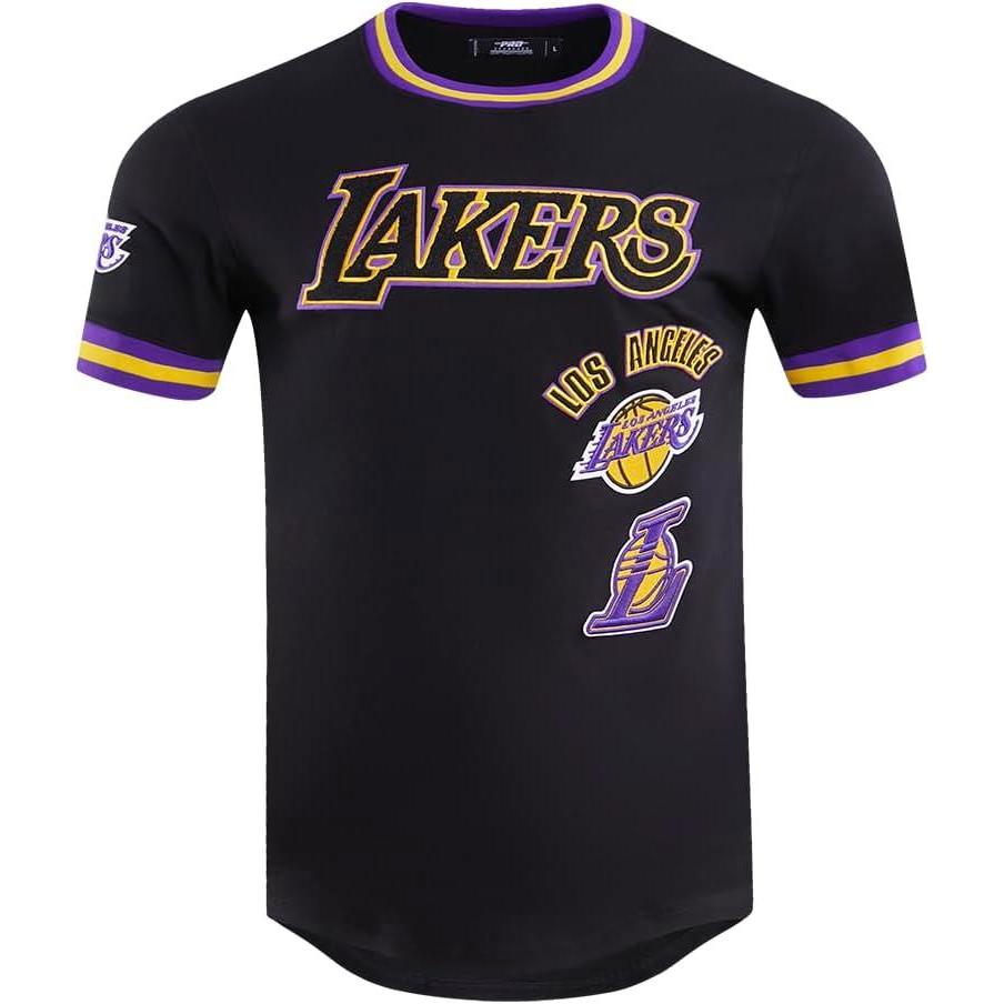 image:imagePro Standard NBA Mens Mens NBA Retro Classics Cotton Double Knit Short Sleeve TeeBlackPurpleYellow