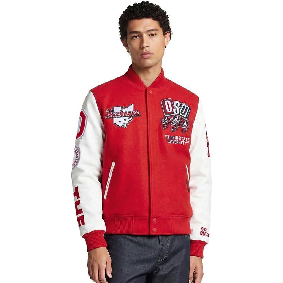 image:imagePro Standard NCAA mens Mens College Campus Ransom Wool Varsity JacketRedWhite
