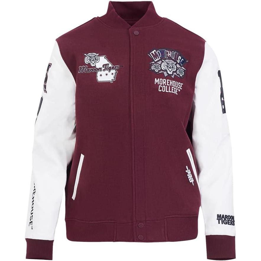 image:imagePro Standard NCAA mens Mens College Campus Ransom Wool Varsity JacketWineWhite