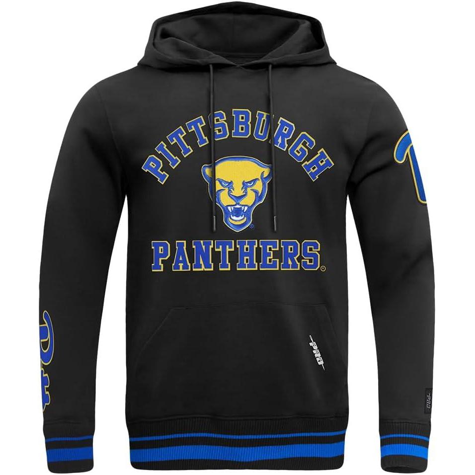 image:imagePro Standard NCAA mens Mens College Classic Chenille Brushed Back French Terry Pull Over HoodieBlackRoyal BlueBlack