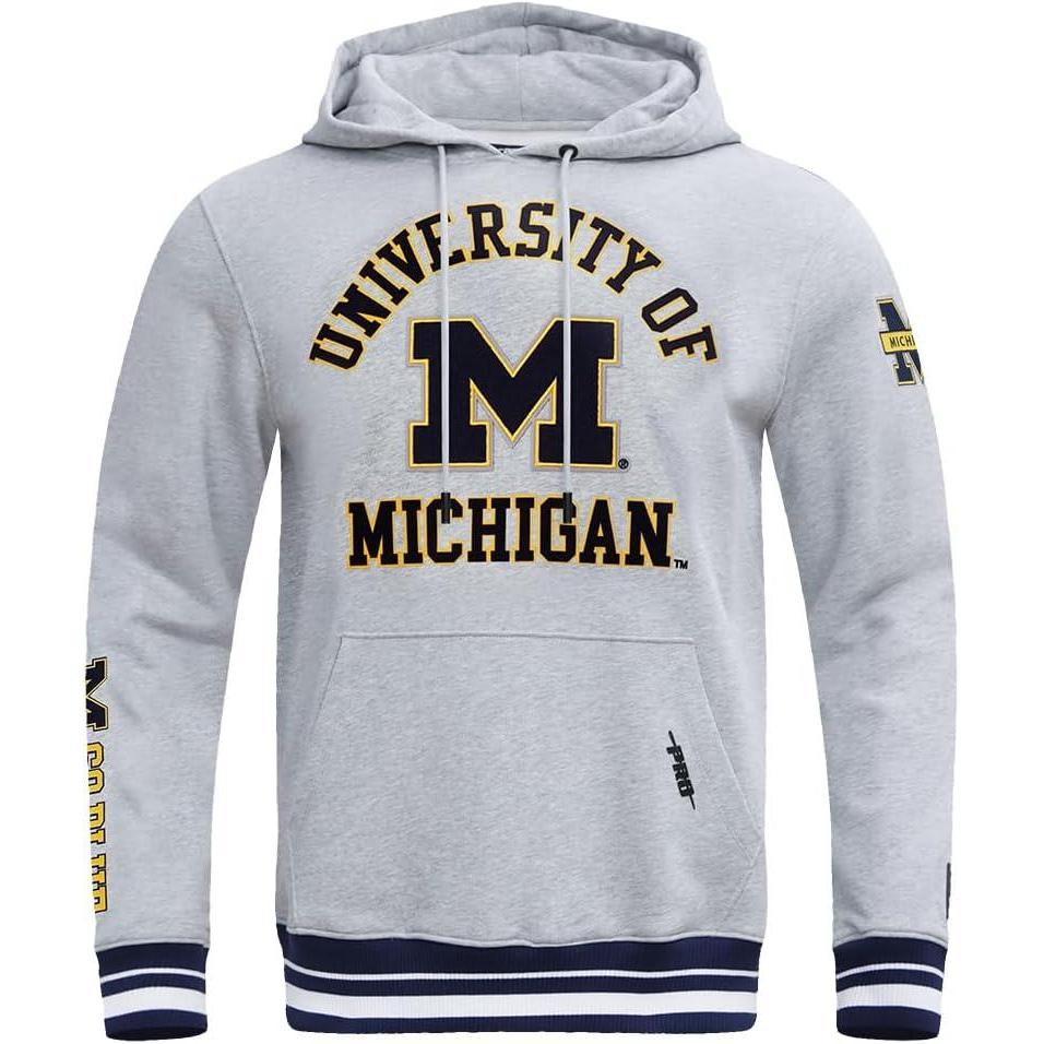 image:imagePro Standard NCAA mens Mens College Classic Chenille Brushed Back French Terry Pull Over HoodieHeather GreyMidnight Navy