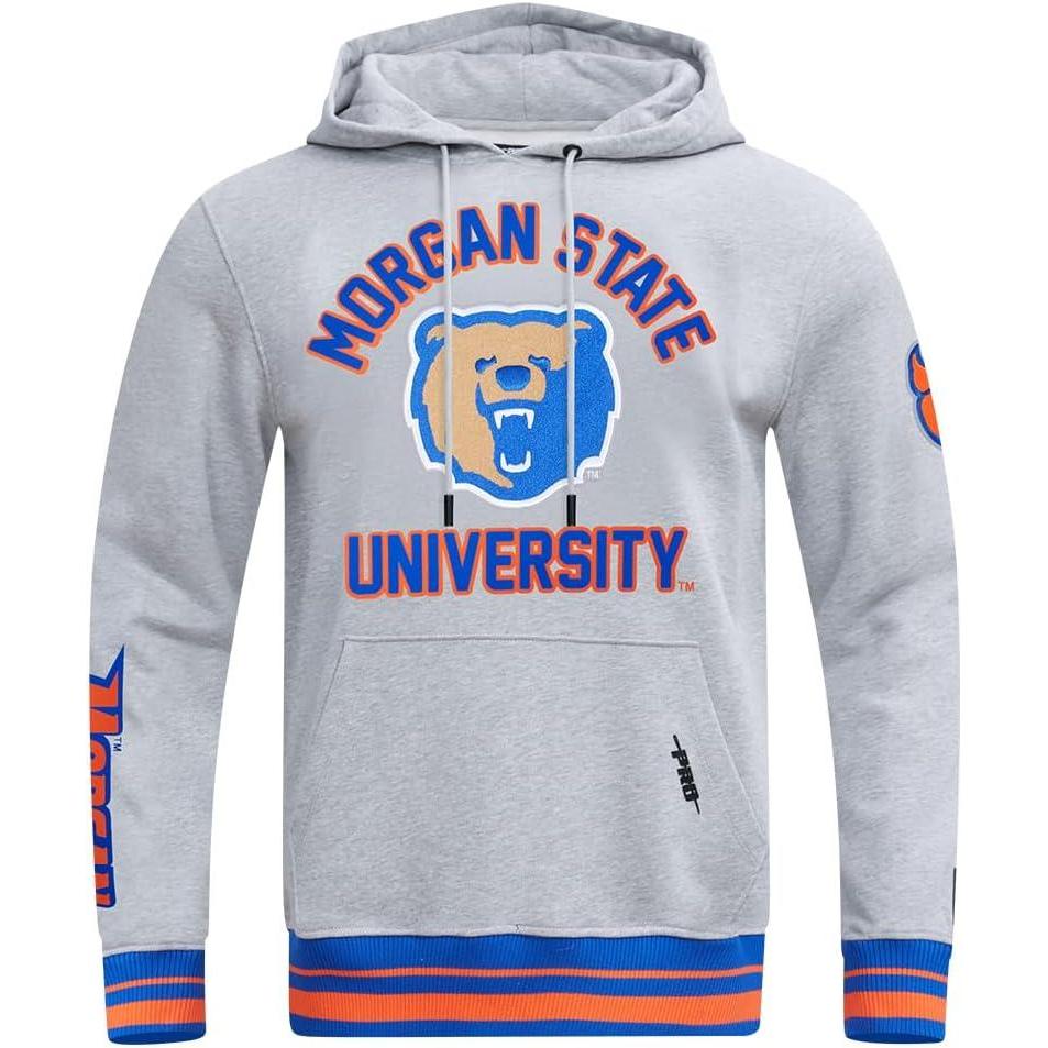 image:imagePro Standard NCAA mens Mens College Classic Chenille Brushed Back French Terry Pull Over HoodieHeather GreyRoyalOrange