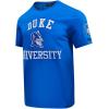Pro Standard Mens Duke University Classic Chenille Short Sleeve Tee Royal Blue 2XL