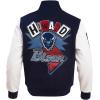 Pro Standard NCAA mens Mens College Campus Ransom Wool Varsity Jacket(Midnight Navy/White)