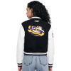 Pro Standard NCAA womens Womens College Classic Chenille Wool Varsity Jacket(Black/White)
