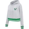 Pro Standard NCAA womens Womens College Classic Essentials Brushed Back French Terry Cropped Pullover Hoodie(Heather Grey/Green)