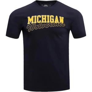 Pro Standard Mens University of Michigan Classic Chenille Short Sleeve Tee Midnight Navy XL