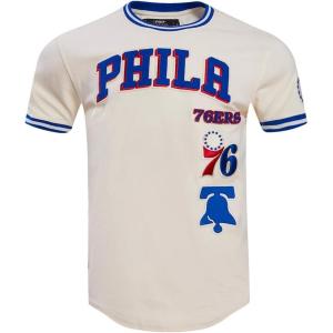 Pro Standard NBA Mens Mens NBA Retro Classics Cotton Double Knit Short Sleeve Tee(Eggshell/Royal Blue)
