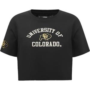 Pro Standard NCAA Womens Womens College Classic Essentials Cotton Short Sleeve Boxy Tee(Black)