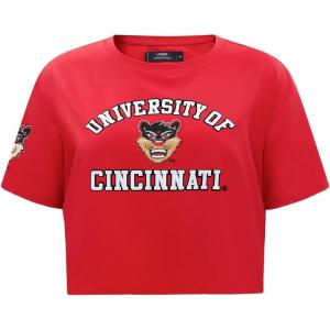 Pro Standard NCAA Womens Womens College Classic Essentials Cotton Short Sleeve Boxy Tee(Red)