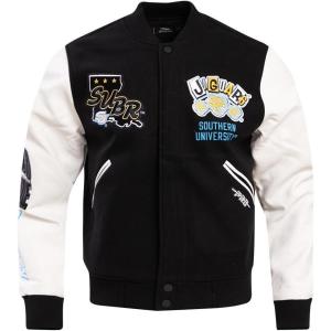 Pro Standard NCAA mens Mens College Campus Ransom Wool Varsity Jacket(Black/White)