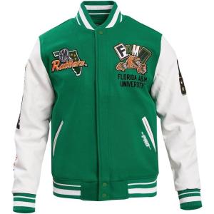 Pro Standard NCAA mens Mens College Campus Ransom Wool Varsity Jacket(Kelly Green/ White)