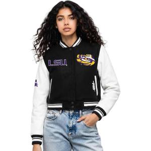 Pro Standard NCAA womens Womens College Classic Chenille Wool Varsity Jacket(Black/White)