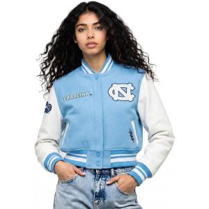 Pro Standard NCAA womens Womens College Classic Chenille Wool Varsity Jacket(University Blue/White)