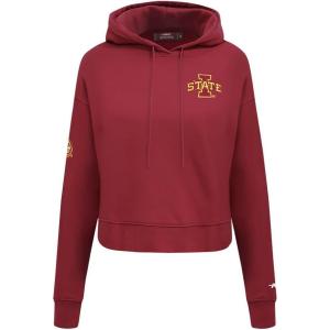 Pro Standard NCAA womens Womens College Classic Essentials Brushed Back French Terry Cropped Pullover Hoodie(Cardinal Red)