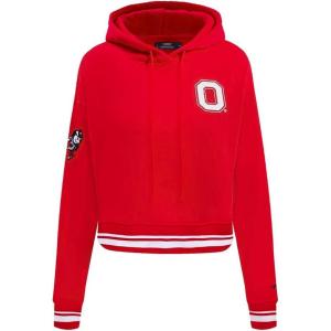 Pro Standard NCAA womens Womens College Classic Essentials Brushed Back French Terry Cropped Pullover Hoodie(Red)