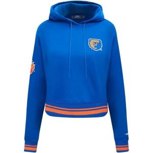 Pro Standard NCAA womens Womens College Classic Essentials Brushed Back French Terry Cropped Pullover Hoodie(Royal/Orange/Royal)