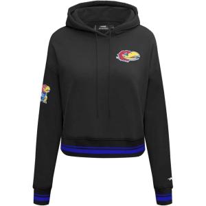 Pro Standard Womens College Classic Essentials Cropped Pullover Hoodie(Black/Royal Blue/Black)