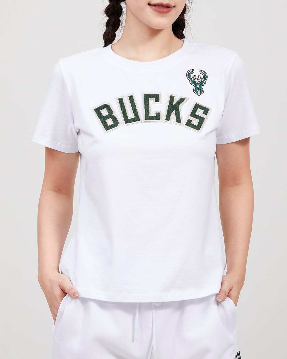 image:imagePro Standard NBA Womens Womens NBA Classic Chenille Cotton Short Sleeve Slim TeeWhite